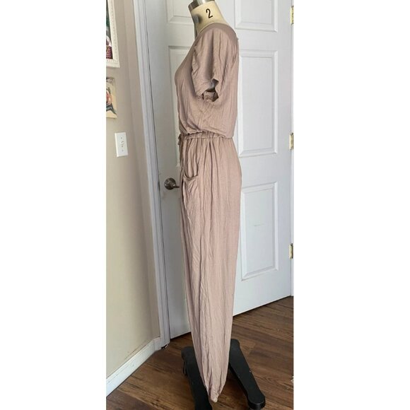 VENUS Nude beige Y2K Drawstring belted Waist tapered JUMPSUIT Romper *X-SMALL* - Picture 3 of 6